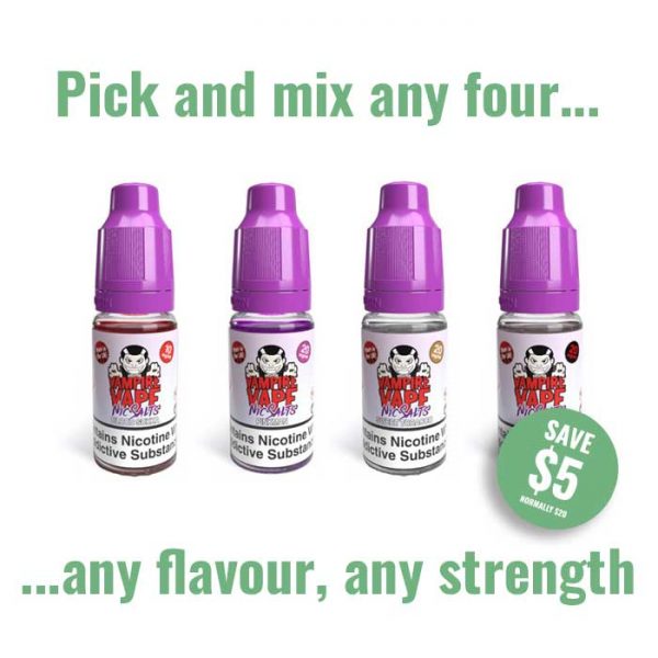 Pick & Mix 10ml Nic Salts Any 4 For $15
